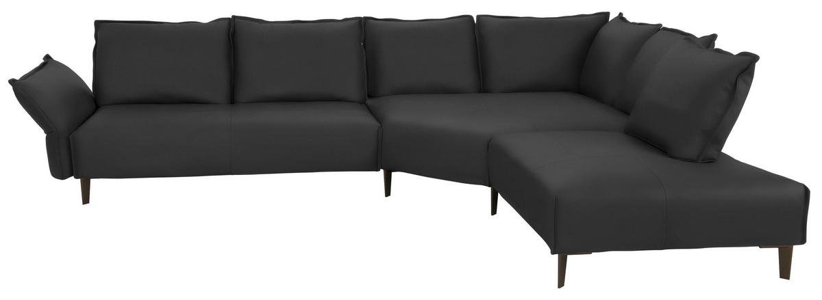 ECKSOFA in Echtleder Graphitfarben  - Schwarz/Graphitfarben, Design, Leder/Metall (340/272cm) - W.Schillig