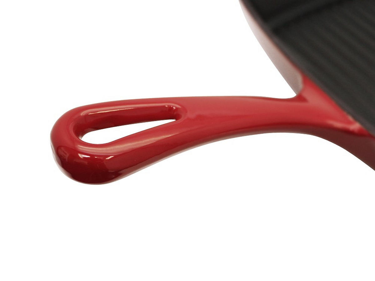 GRILLPFANNE Gusseisen Emaille  - Kirschrot, Basics, Metall (28/28cm) - ELO