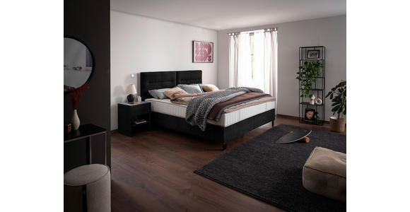 BOXSPRINGBETT 180/220 cm  in Graphitfarben  - Schwarz/Graphitfarben, KONVENTIONELL, Textil/Metall (180/220cm) - Esposa