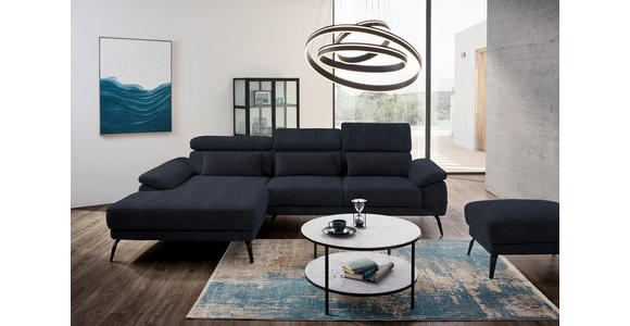 ECKSOFA Dunkelgrau Velours - Dunkelgrau/Schwarz, Design, Textil/Metall (187/295cm) - Novel