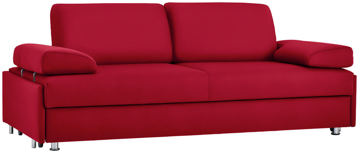 SCHLAFSOFA in Textil Rot  - Chromfarben/Rot, Design, Textil/Metall (212/84/100cm) - Bali