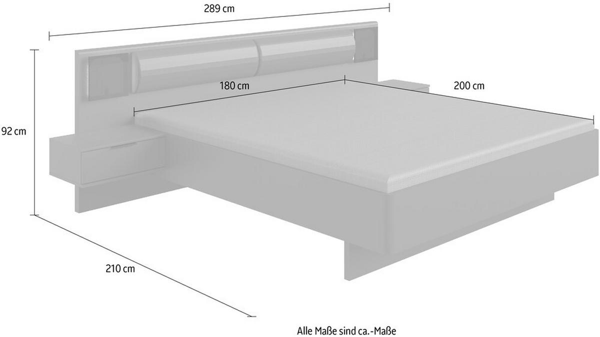 BETTANLAGE - Graphitfarben/Schwarz, Basics, Glas/Textil (180/200cm) - Ti'me