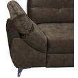 ECKSOFA Dunkelbraun Velours  - Dunkelbraun/Schwarz, KONVENTIONELL, Kunststoff/Textil (275/218cm) - Carryhome