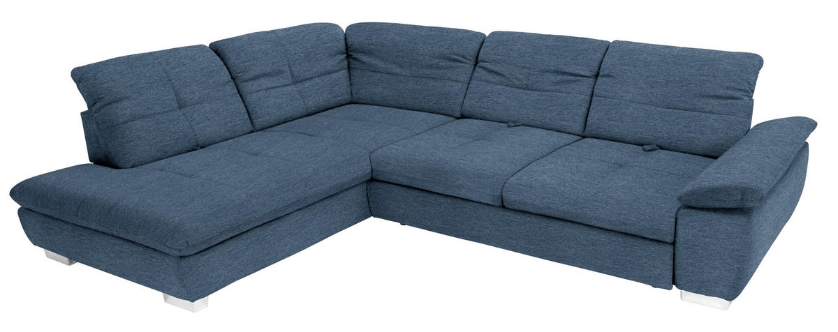 ECKSOFA in Chenille Dunkelblau  242/313 cm  - Chromfarben/Dunkelblau, Design, Textil (242/313cm) - Xora