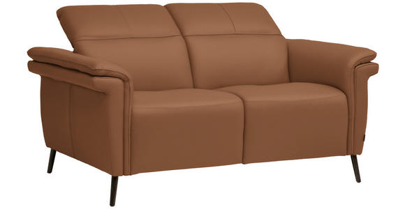 2-SITZER-SOFA  in Echtleder Cognac   - Cognac/Schwarz, Design, Leder/Metall (162/79/104cm) - Belluti