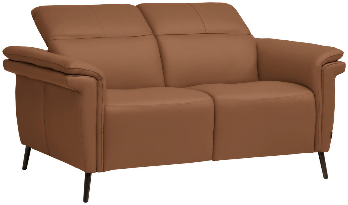 2-SITZER-SOFA  in Echtleder Cognac   - Cognac/Schwarz, Design, Leder/Metall (162/79/104cm) - Belluti