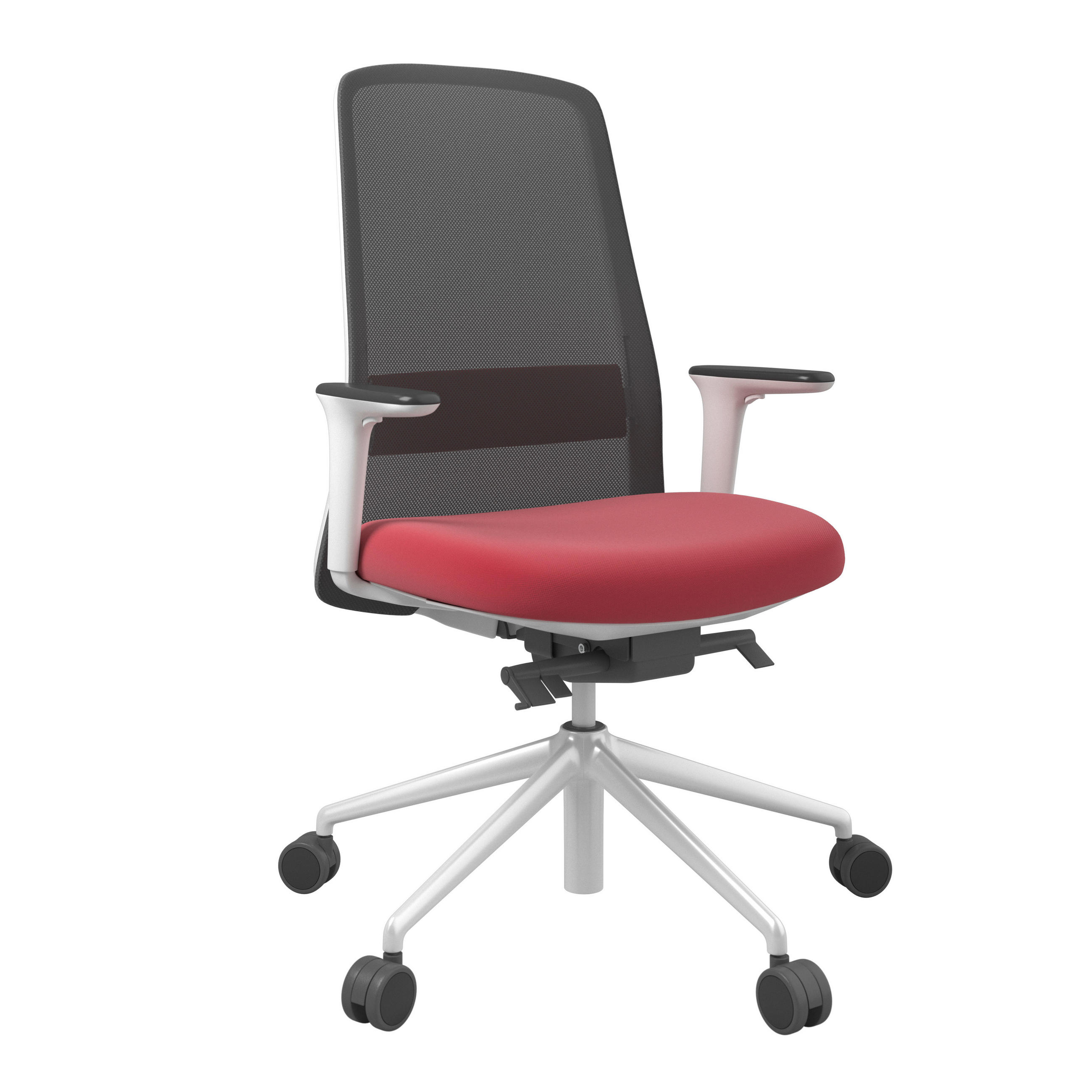 XXXLutz Drehstuhl Rot, Schwarz, 70x103-115x70 cm