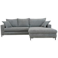ECKSOFA Hellgrau Bettkasten, Schlaffunktion, Liegefläche im Originalstoff  - Hellgrau/Schwarz, Design, Textil/Metall (272/174cm) - MID.YOU