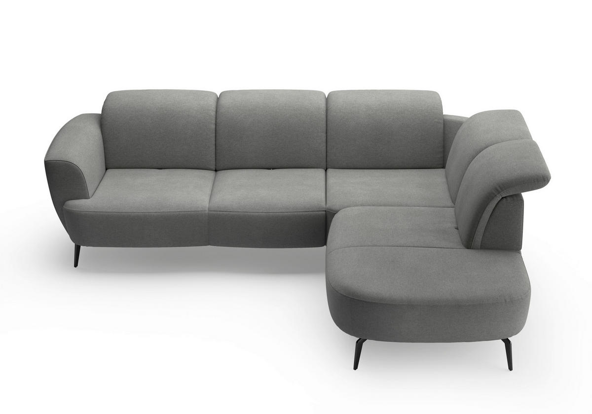 ECKSOFA in Mikrofaser Schlammfarben  - Schlammfarben/Schwarz, Konventionell, Textil/Metall (300/267cm) - Sit & More