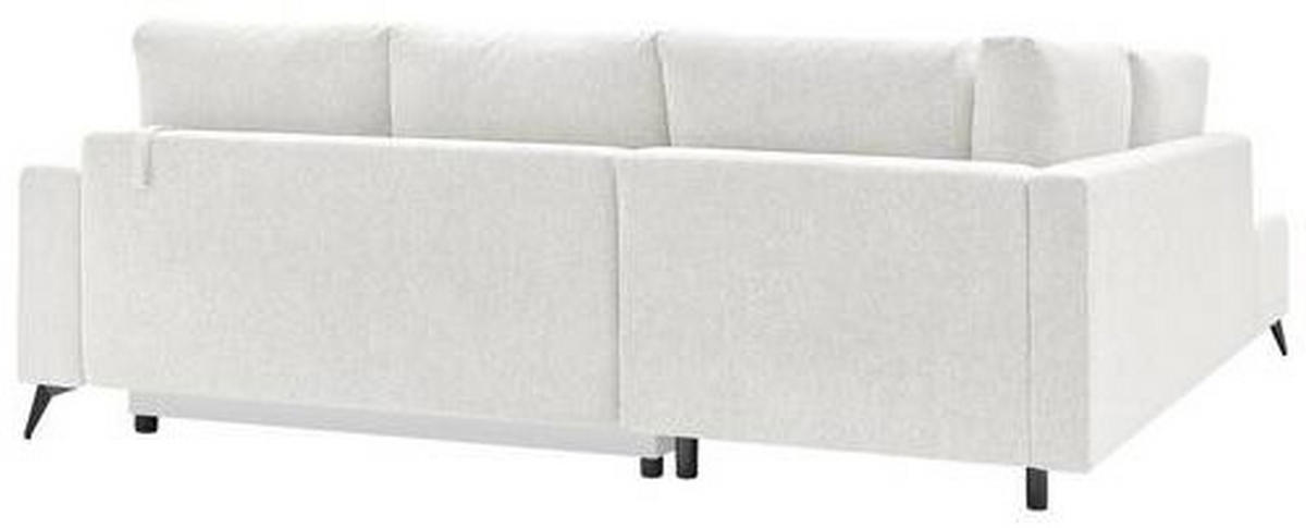 ECKSOFA RAFAEL Weiß Struktur Rückenkissen, Bettkasten  - Schwarz/Weiß, Design, Textil/Metall (218/269cm) - P & B