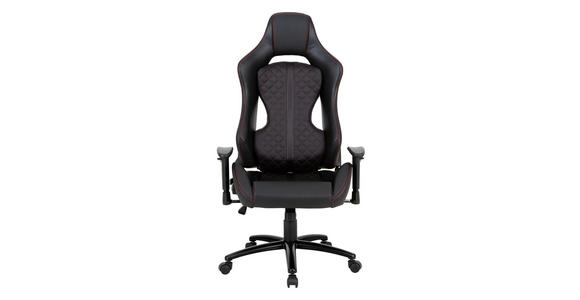 GAMINGSTUHL in Lederlook Schwarz - Rot/Schwarz, Design, Kunststoff/Textil (64/124/65cm) - Novel