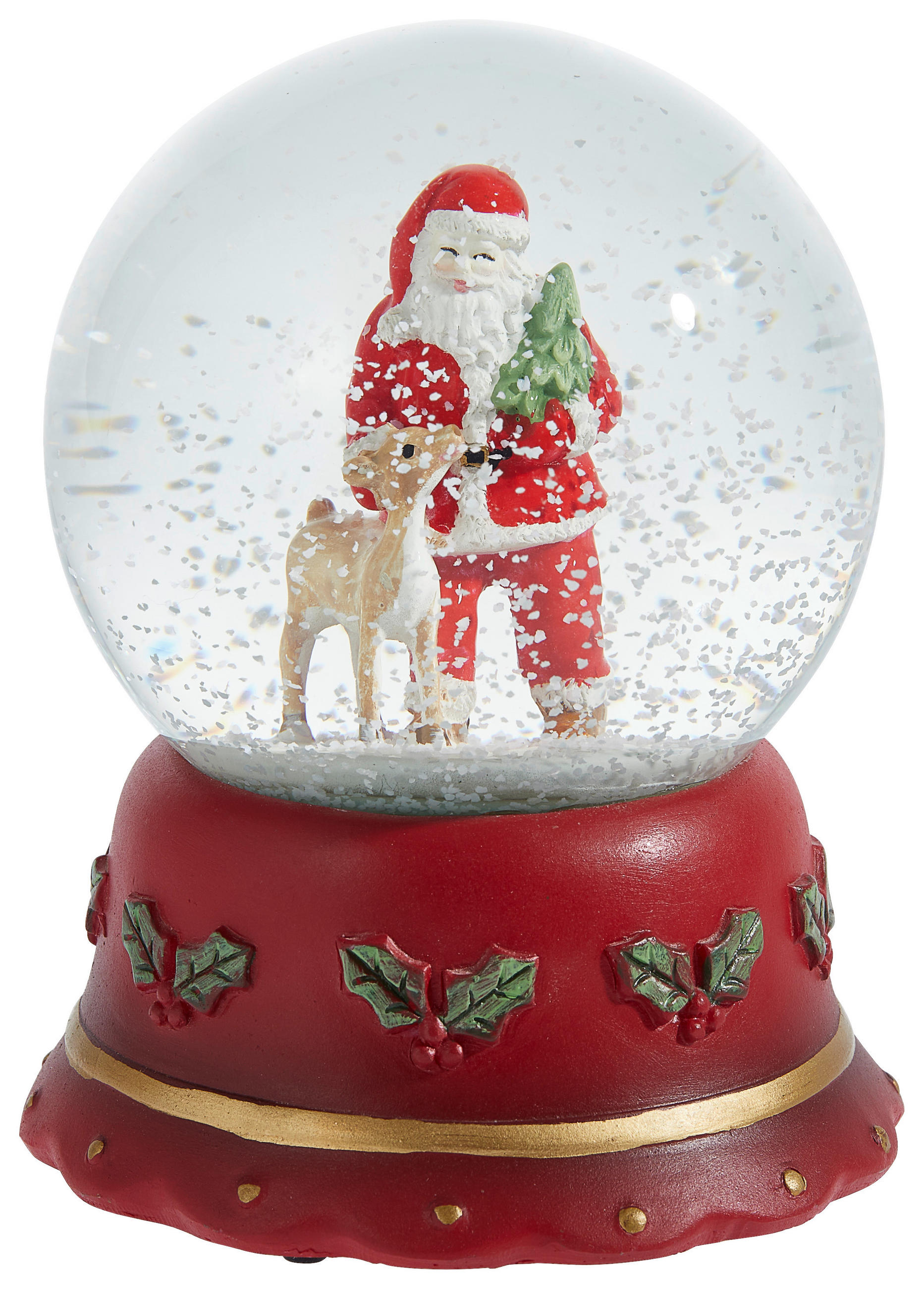 SCHNEEKUGEL  - Rot/Goldfarben, Trend, Glas/Kunststoff (11/14cm) - X-Mas