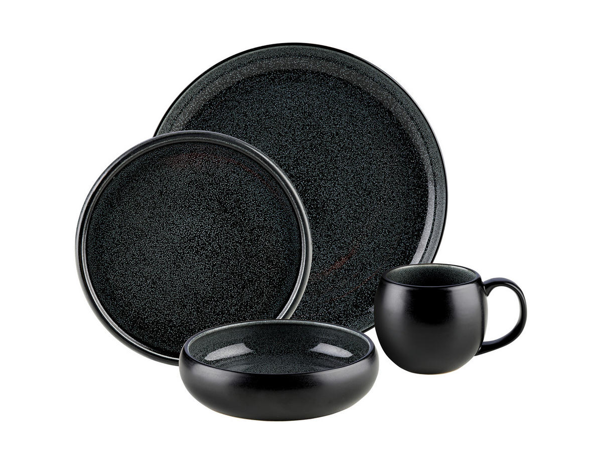 KOMBISERVICE Faro Black 16-teilig  - Schwarz, Design, Keramik - Novel