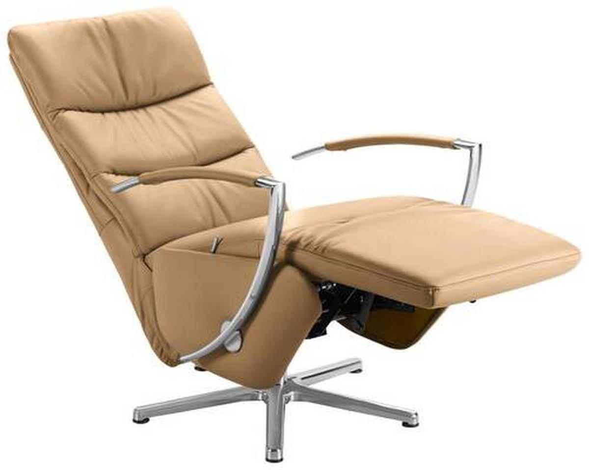 RELAXSESSEL in Leder Honig  - Chromfarben/Honig, Design, Leder/Metall (64/112/80cm) - Cantus