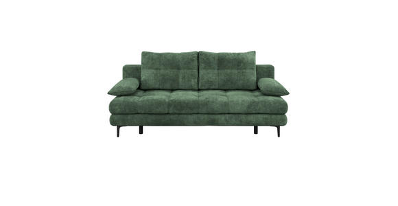 SCHLAFSOFA Chenille Dunkelgrün Rückenkissen, Armlehnenkissen, Bettkasten, Schlaffunktion, Rücken echt  - Dunkelgrün/Schwarz, KONVENTIONELL, Textil/Metall (203/94/96cm) - Carryhome