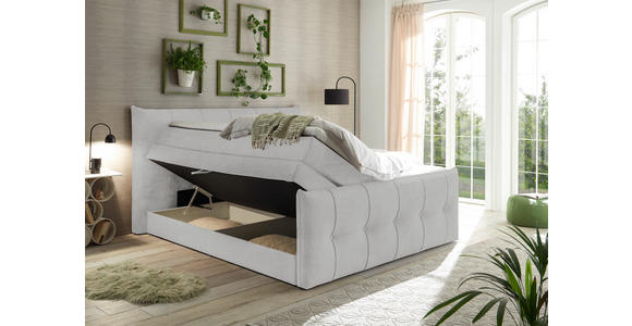 BOXSPRINGBETT 180/200 cm in Hellgrau - Hellgrau/Schwarz, Basics, Holzwerkstoff/Kunststoff (180/200cm) - Esposa