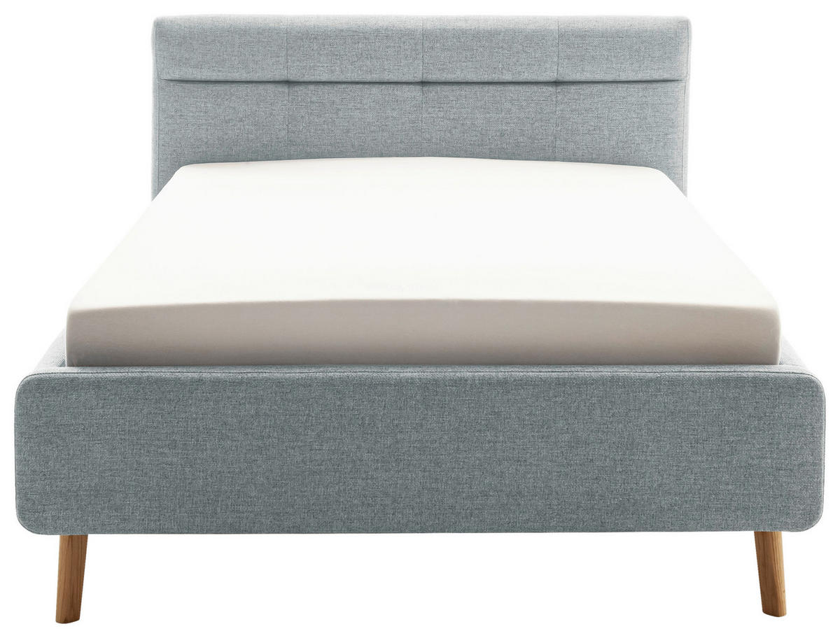 POLSTERBETT Lattenrost, Bettkasten Pastellblau 140/200 cm  - Pastellblau/Eichefarben, KONVENTIONELL, Holz/Textil (140/200cm) - Boxxx