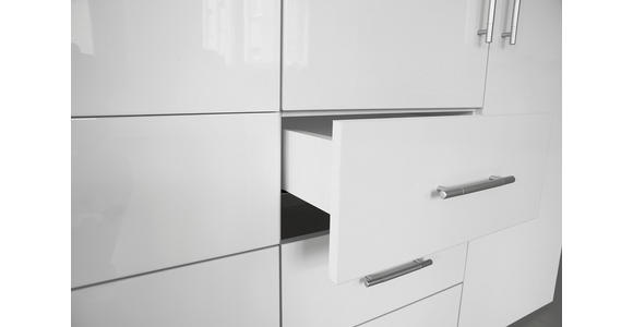 DREHTÜRENSCHRANK in Weiß, Weiß Hochglanz - Weiß Hochglanz/Alufarben, KONVENTIONELL, Holzwerkstoff/Metall (244/218,6/59,4cm) - Xora