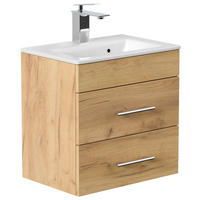 WASCHTISCHKOMBI 50 cm  - Eichefarben/Silberfarben, MODERN, Keramik/Holzwerkstoff (50cm) - MID.YOU