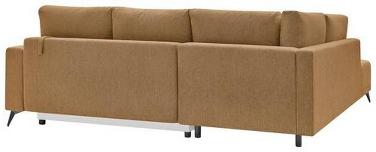 ECKSOFA RAFAEL Rostfarben Struktur Rückenkissen, Bettkasten  - Rostfarben/Schwarz, Design, Textil/Metall (218/269cm) - P & B