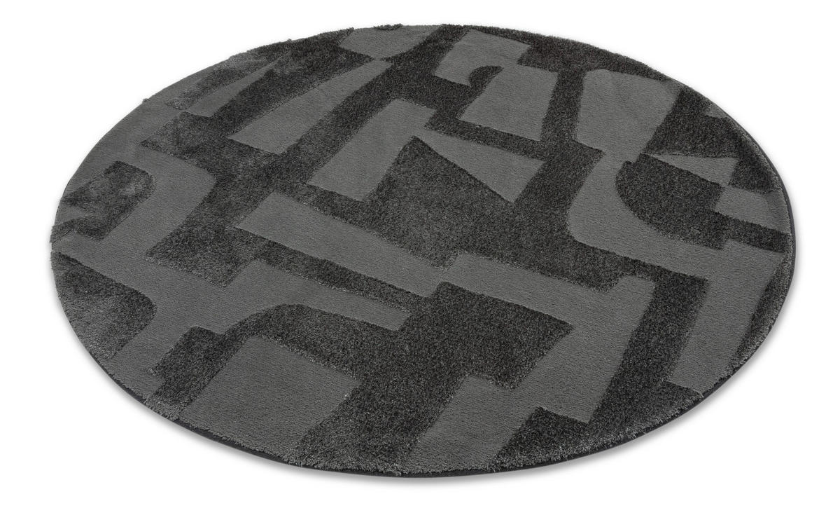 WEBTEPPICH  Wohnzimmer 160 cm Blaze Anthrazit rund  - Anthrazit, Design, Textil (160cm) - Schöner Wohnen