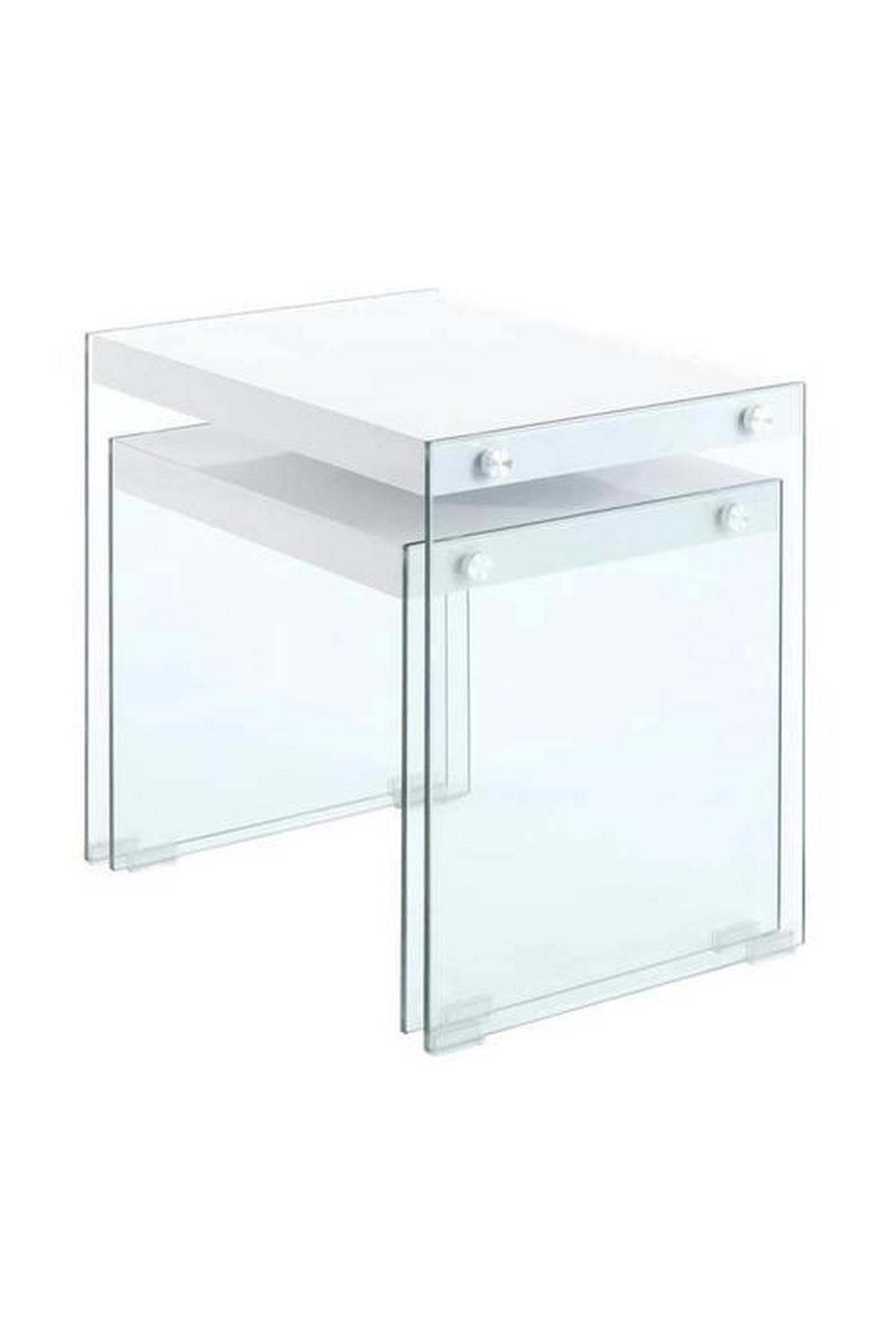 BEISTELLTISCHSET in Glas, Holzwerkstoff  - Klar/Weiß, Basics, Glas/Holzwerkstoff - Kayoom
