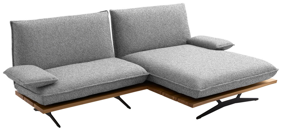 ECKSOFA  in Chenille, Flachgewebe Grau, Wildeiche  284/161 cm  - Wildeiche/Schwarz, Design, Holz/Textil (284/161cm) - Koinor