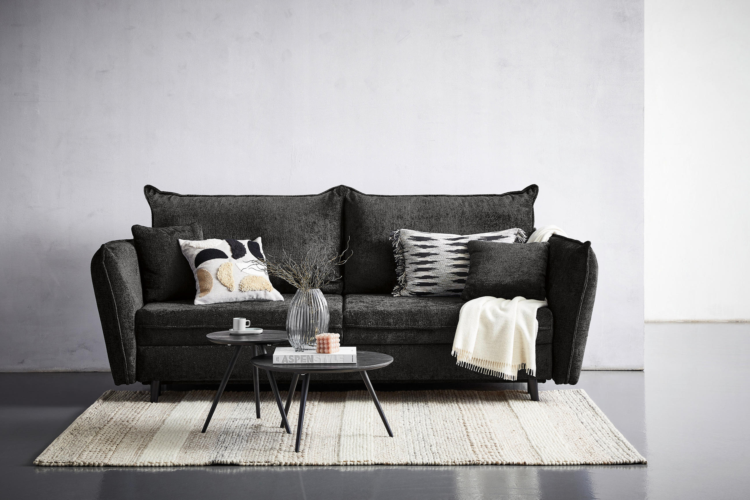 SOFA LEŽAJ antracit  - crna/antracit, Konvencionalno, tekstil/drvo (238/99/108cm) - Carryhome