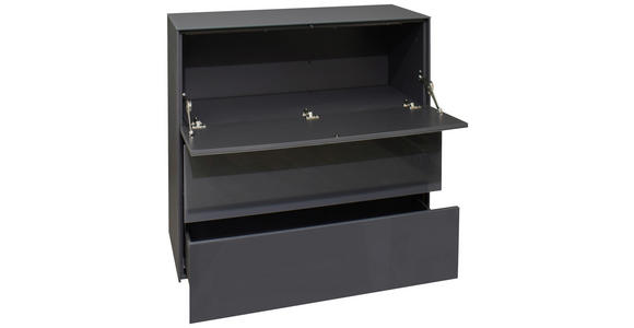 KOMMODE 82/89/42 cm in Anthrazit - Anthrazit/Schwarz, Design, Glas/Holzwerkstoff (82/89/42cm) - Novel