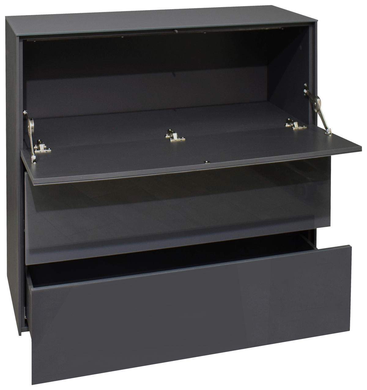 KOMMODE Imola  in 82/89/42 cm  - Anthrazit/Schwarz, Design, Glas/Holzwerkstoff (82/89/42cm) - Novel