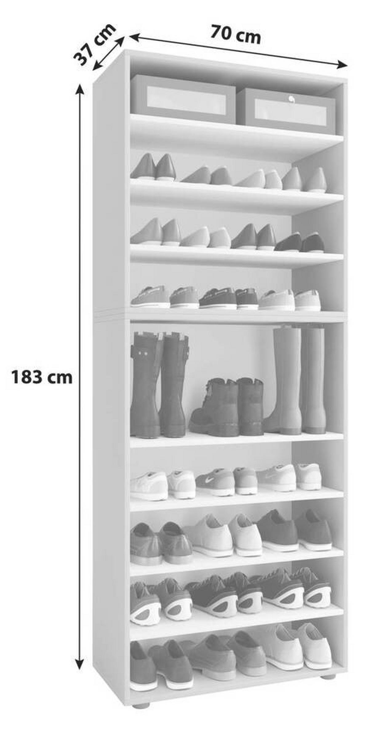 STALAK ZA OBUĆU  bijela  drvni materijal     - bijela/crna, Konvencionalno, drvni materijal/plastika (70/183/37cm) - MID.YOU