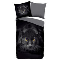 WENDEBETTWÄSCHE Panter Mikrofaser 135/200 cm  - Schwarz, Natur, Textil (135/200cm)