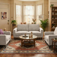 3-SITZER-SOFA  in Cord Hellgrau Modern  - Hellgrau/Schwarz, Design, Textil/Metall (188/85/92cm) - Livetastic