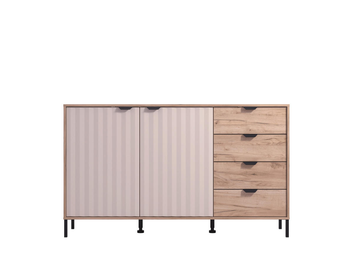 KOMÓD 157/93/40 cm  - szürke tölgy/kasmír, Basics, faalapú anyag (157/93/40cm) - Hom`in