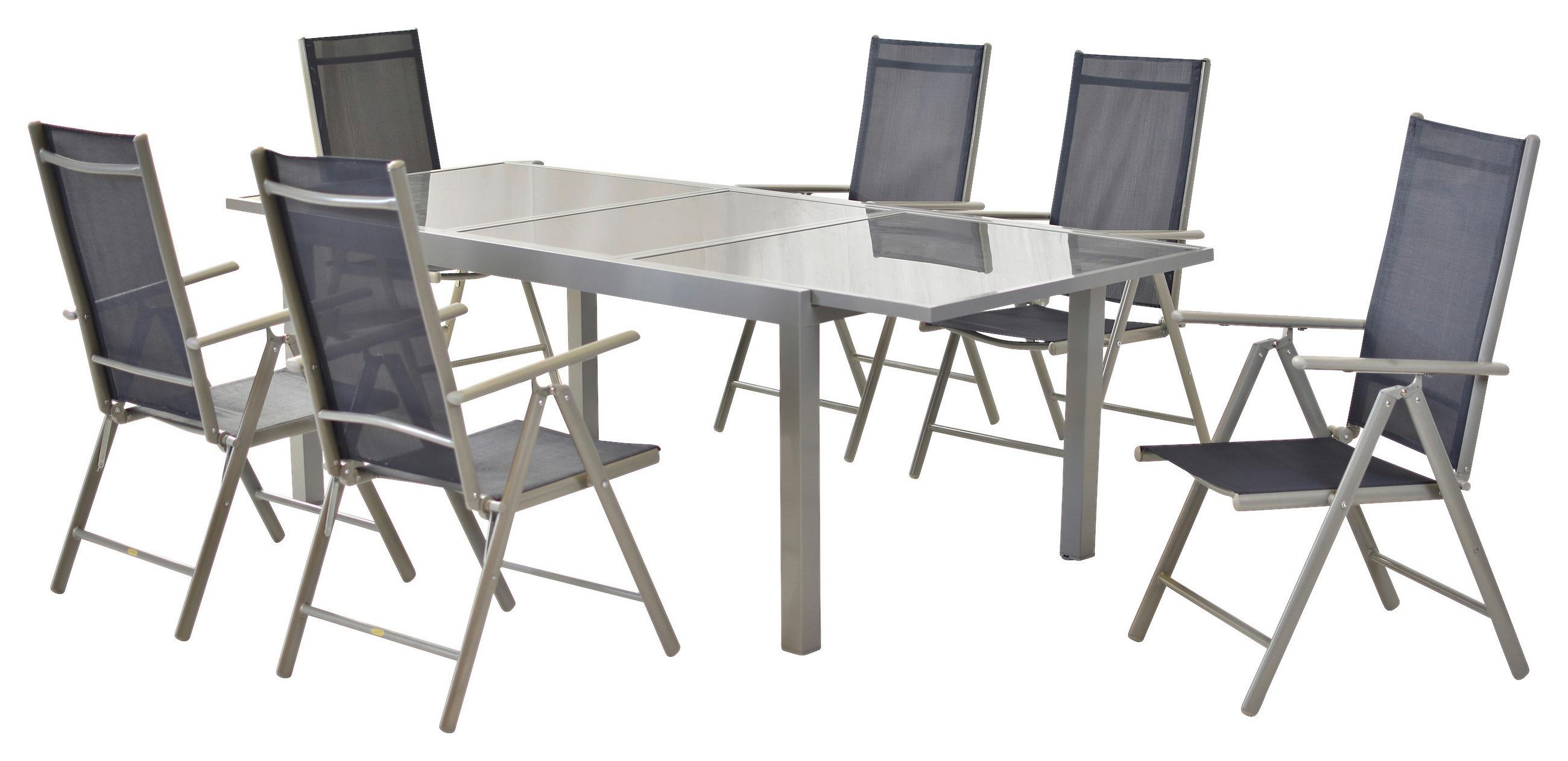 GARTENSET Aluminium - Blau/Silberfarben, MODERN, Textil/Metall - Gardenson