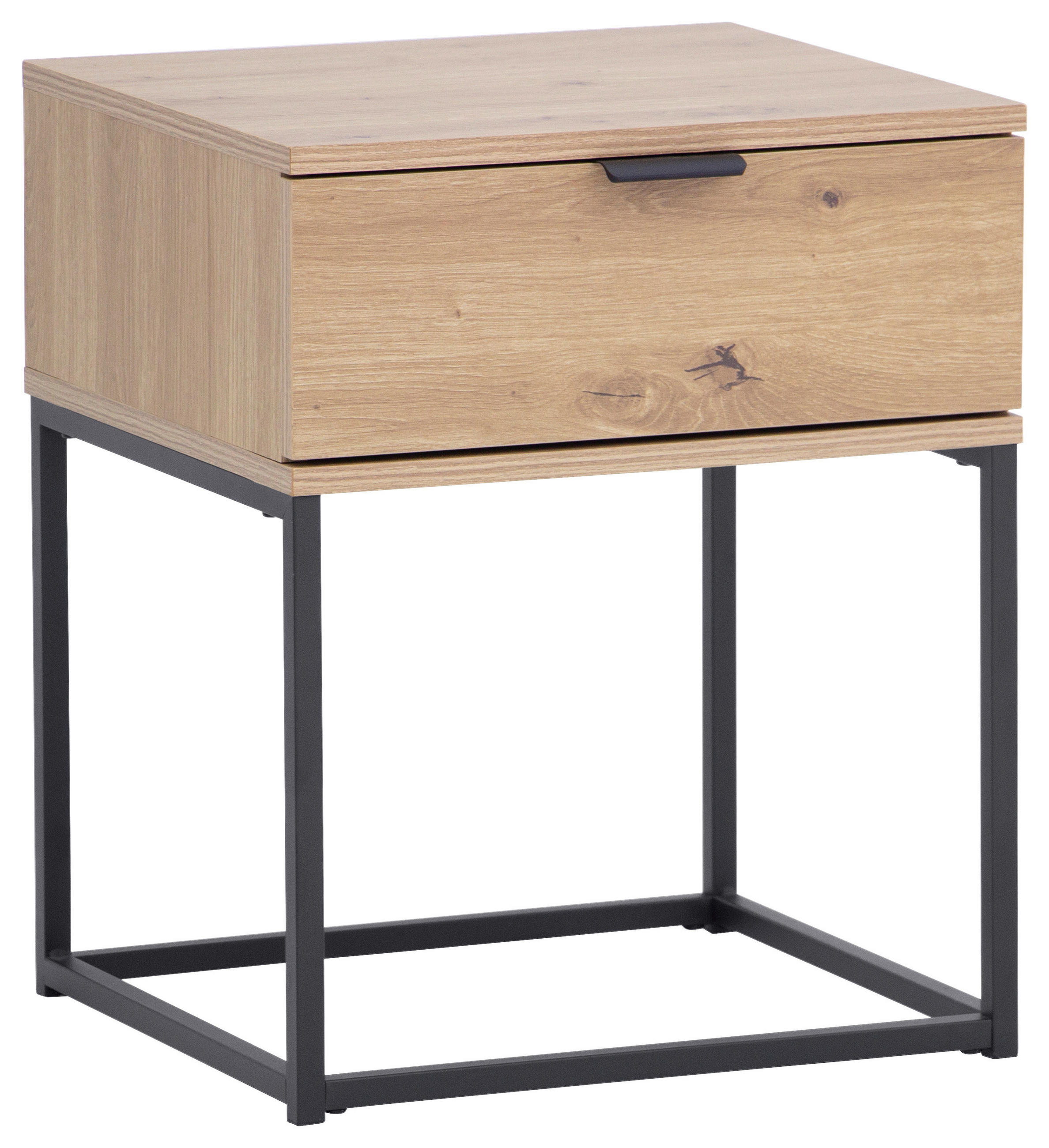 NACHTSCHRANK 42,5/52/38,5 cm  - Eichefarben/Schwarz, KONVENTIONELL, Holzwerkstoff/Metall (42,5/52/38,5cm) - Boxxx