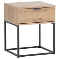 NACHTSCHRANK 42,5/52/38,5 cm  - Eichefarben/Schwarz, KONVENTIONELL, Holzwerkstoff/Metall (42,5/52/38,5cm) - Boxxx