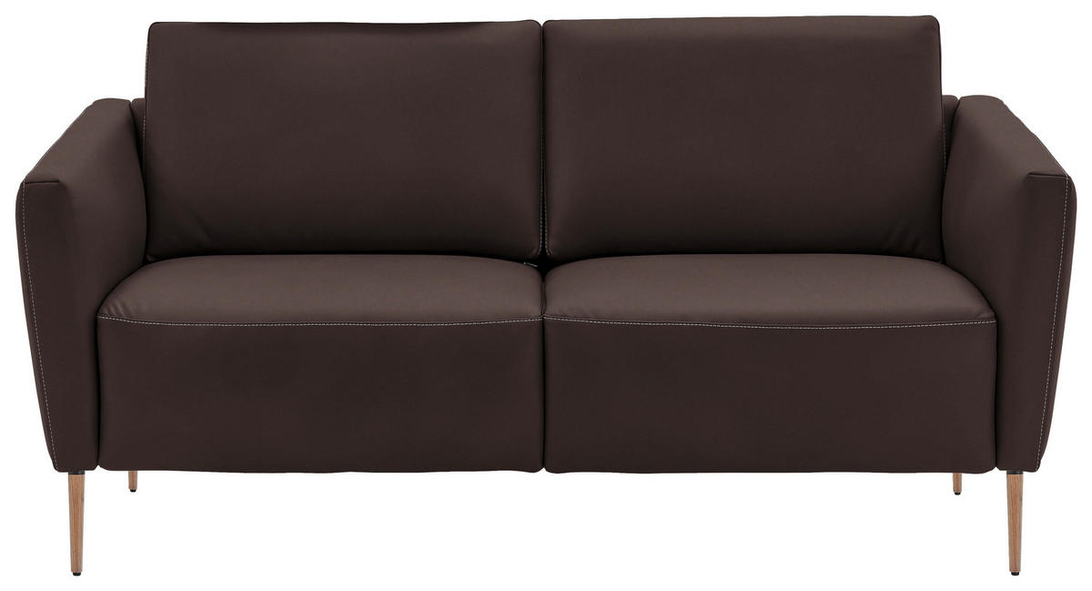 2-SITZER-SOFA  in Echtleder Dunkelbraun   - Eichefarben/Dunkelbraun, Natur, Leder/Holz (182/86/87cm) - Valnatura