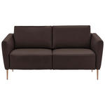 2-SITZER-SOFA  in Echtleder Dunkelbraun   - Eichefarben/Dunkelbraun, Natur, Leder/Holz (182/86/87cm) - Valnatura