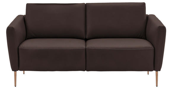 2-SITZER-SOFA  in Echtleder Dunkelbraun   - Eichefarben/Dunkelbraun, Natur, Leder/Holz (182/86/87cm) - Valnatura