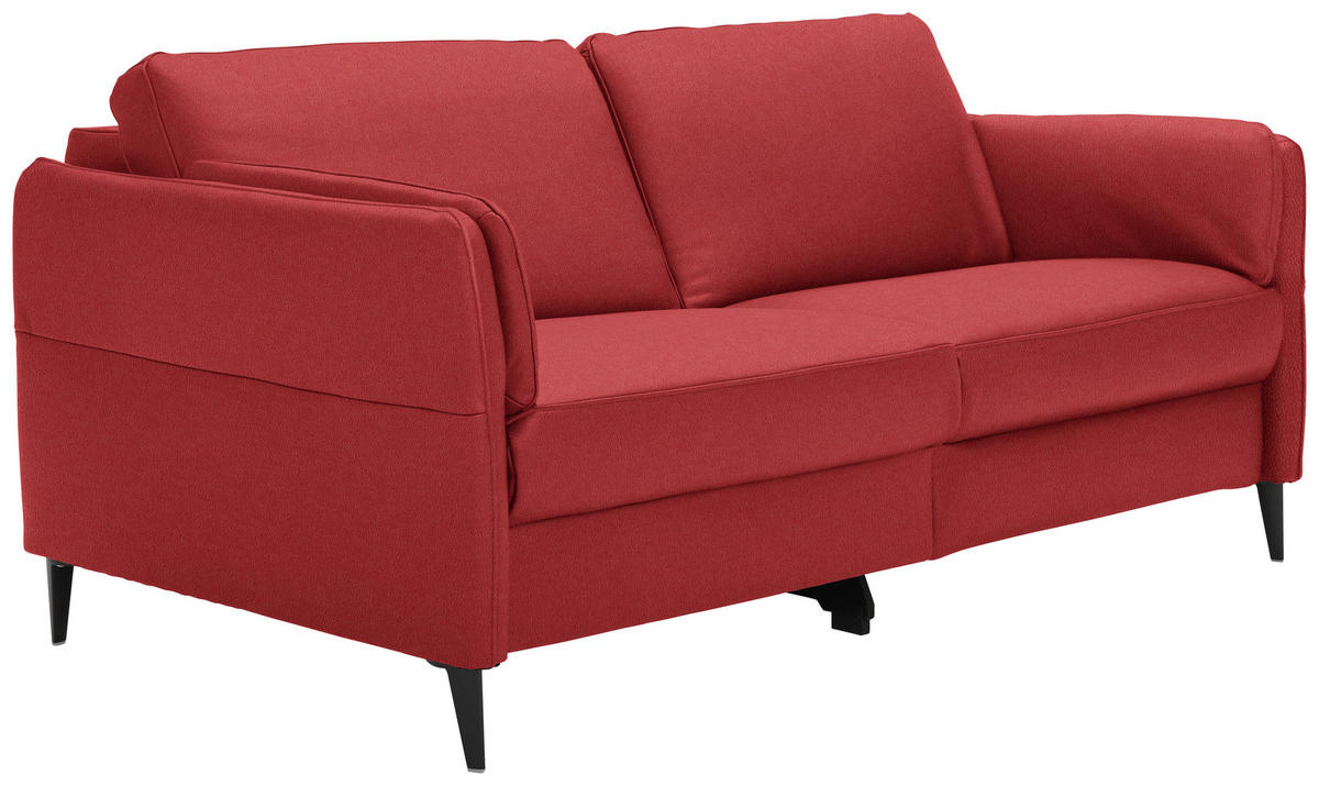 3-SITZER-SOFA in Echtleder Rot  - Rot/Schwarz, Design, Leder/Metall (190/84/99cm) - Dieter Knoll