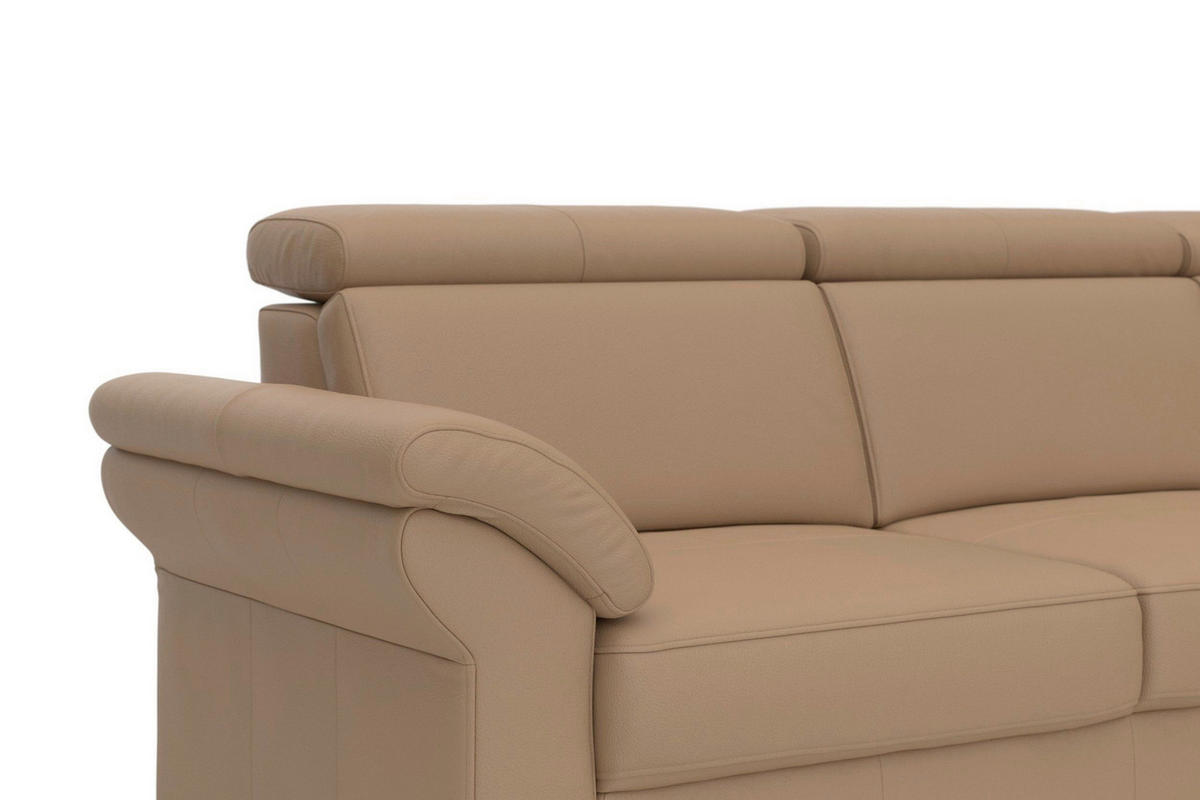 ECKSOFA 245/194 cm ARNGAST E in Echtleder Cappuccino Kopfteilverstellung  245/194 cm  - Chromfarben/Cappuccino, Basics, Leder/Textil (245/194cm) - Sit & More