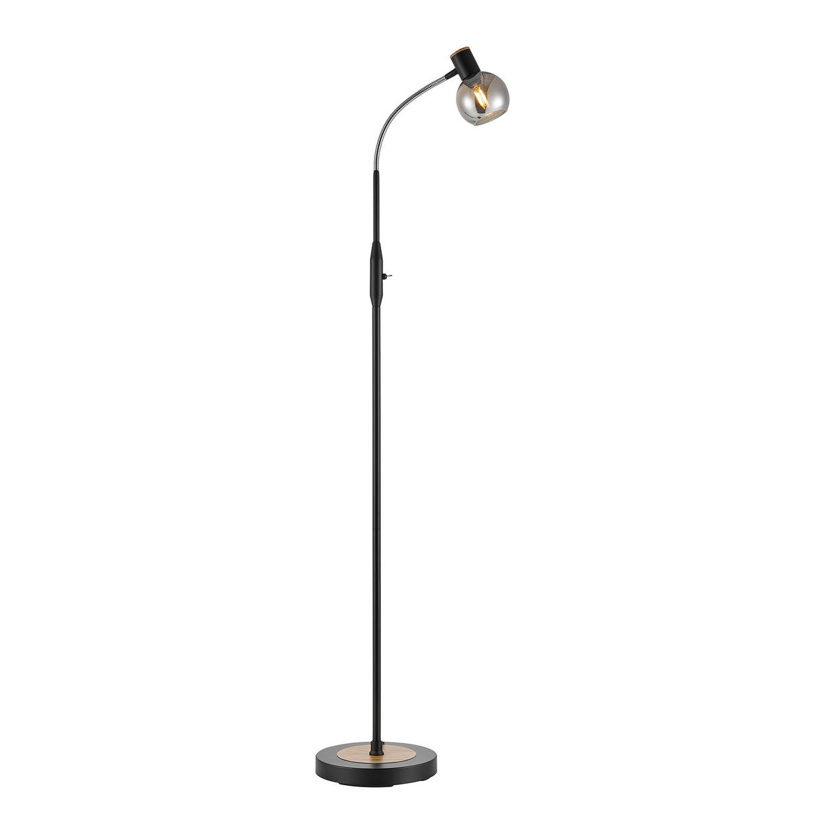 STEHLEUCHTE Merope 23/146 cm   - Eschefarben/Schwarz, Basics, Glas/Metall (23/146cm) - Novel