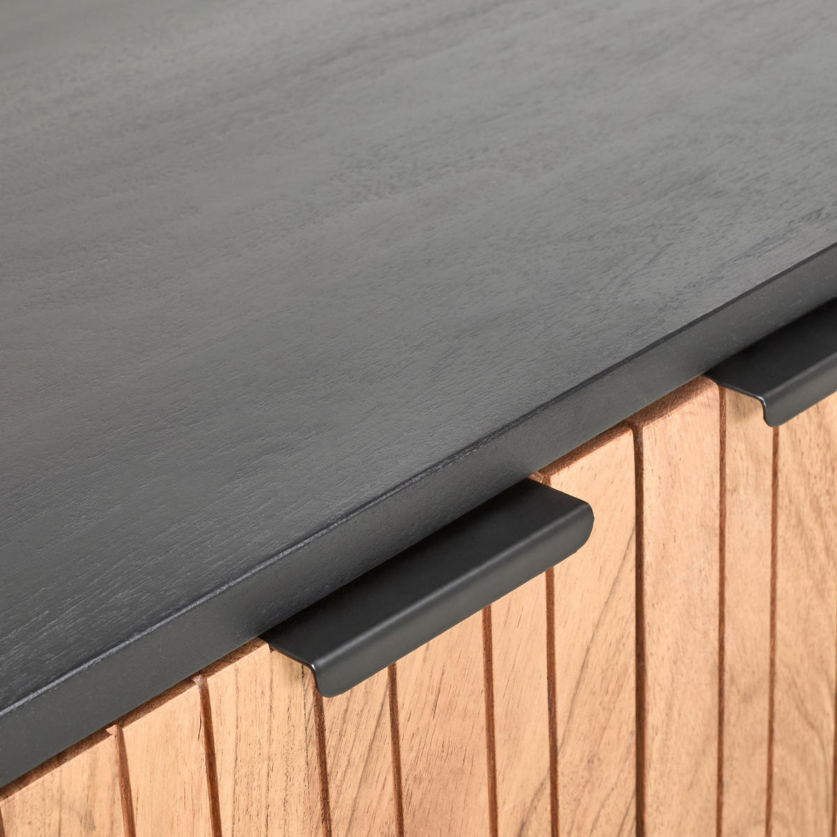 SIDEBOARD  in 175/77/40 cm  - Schwarz/Akaziefarben, KONVENTIONELL, Glas/Holz (175/77/40cm) - Livetastic