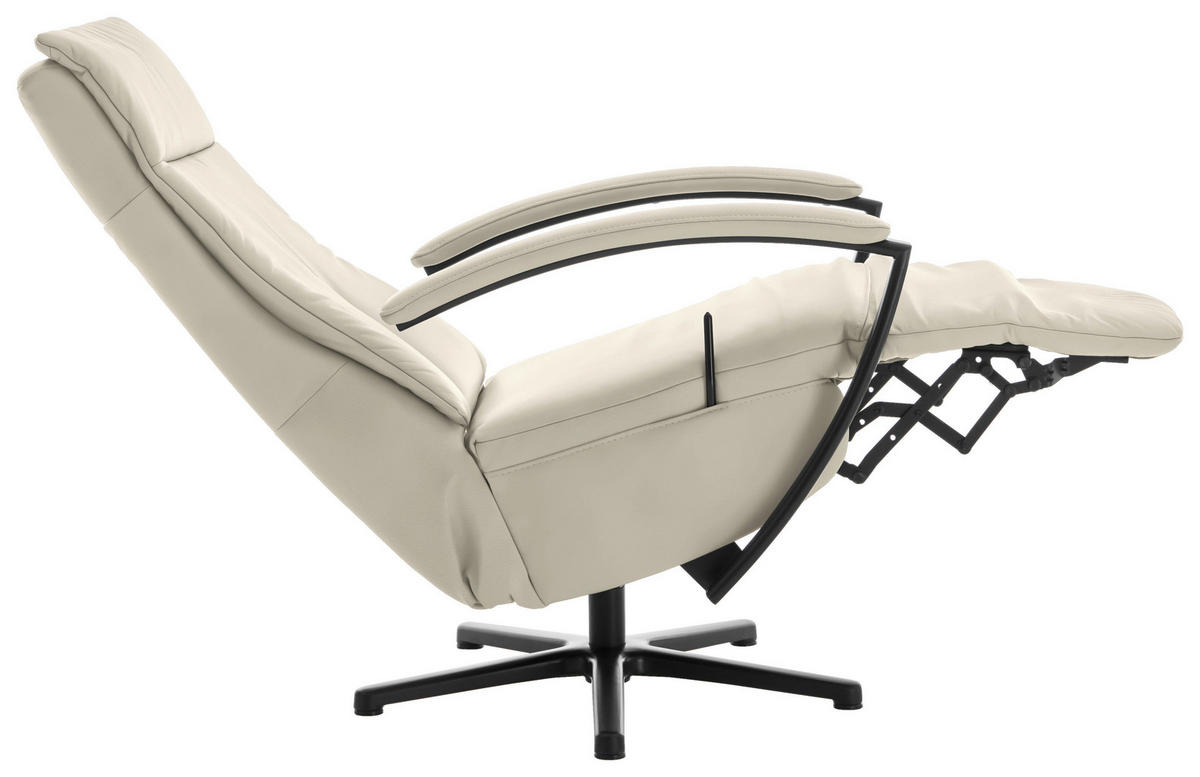 RELAXSESSEL in Leder Ecru  - Ecru/Schwarz, Design, Leder/Metall (76/112/83cm) - Beldomo Speed