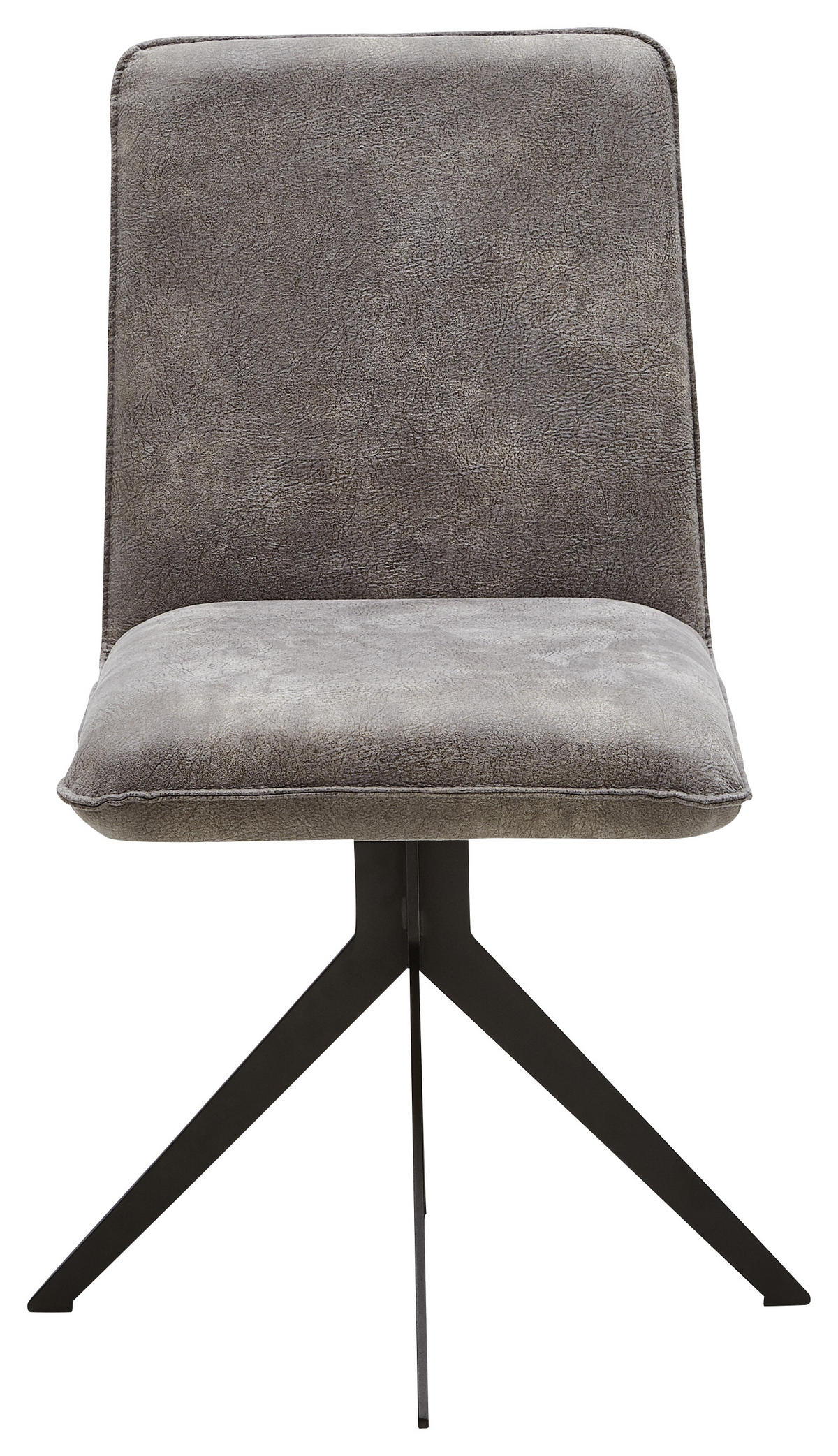 STUHL  in Stahl Lederlook  - Graubraun/Schwarz, Design, Textil/Metall (46,5/87/64cm) - Voleo