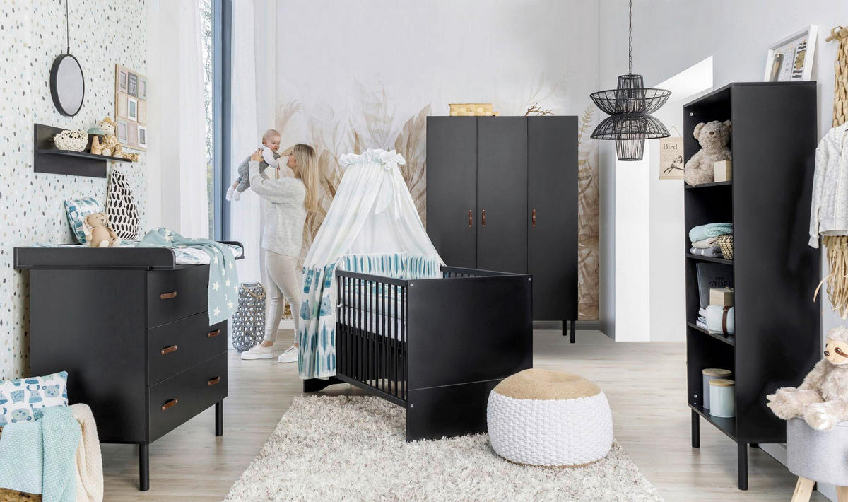 BABYZIMMER Meldody black  - Schwarz, Basics, Holz/Holzwerkstoff - Schardt