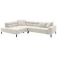 ECKSOFA Weiß Feincord Rücken echt, Kopfteilverstellung, Sitzvorzug  - Schwarz/Weiß, KONVENTIONELL, Textil/Metall (219/311cm) - Hom`in