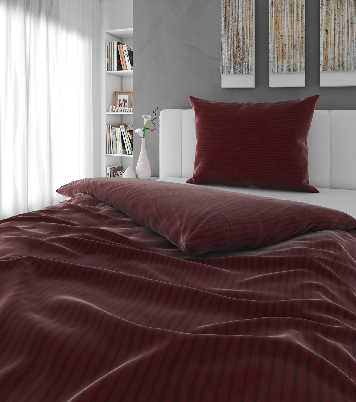 BETTWÄSCHE 2-teilig Mavie Satin 140/200 cm  - Dunkelrot, KONVENTIONELL, Textil (140/200cm) - Esposa