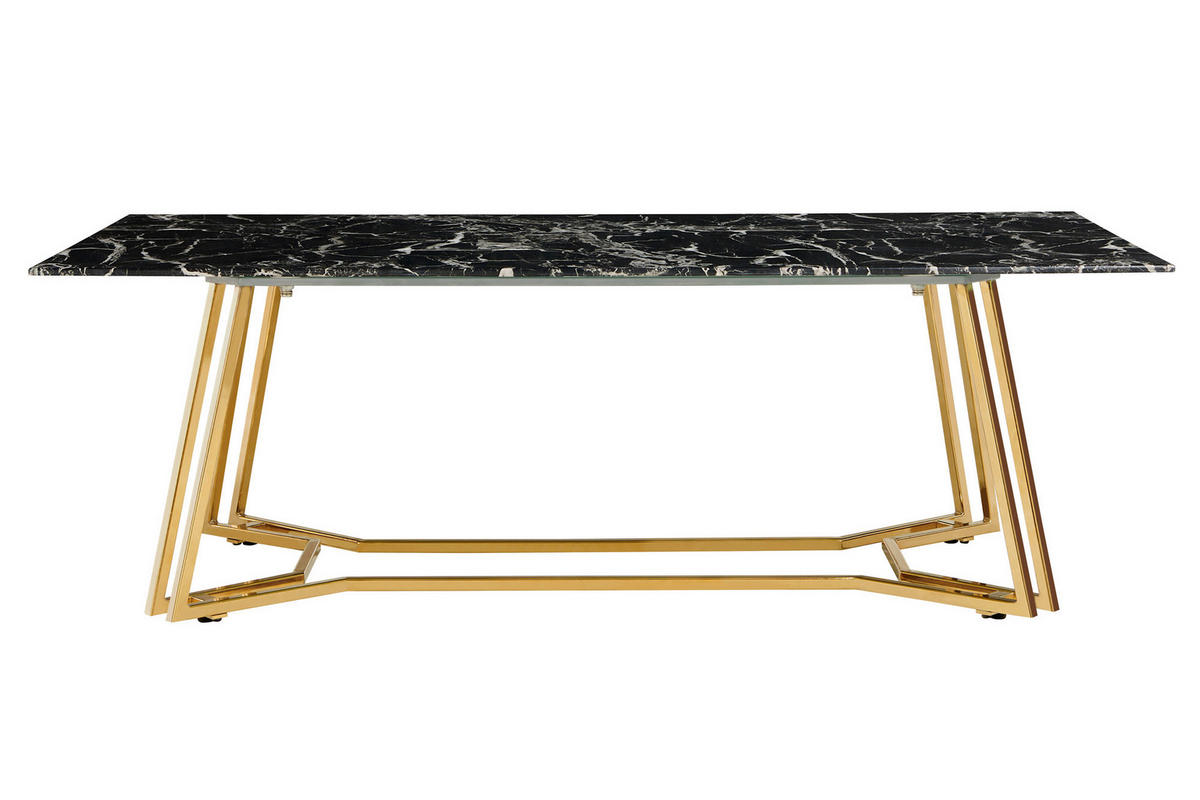COUCHTISCH Sicherheitsglas 110/60/40 cm rechteckig Goldfarben, Schwarz  - Goldfarben/Schwarz, Design, Glas/Metall (110/60/40cm) - Livetastic